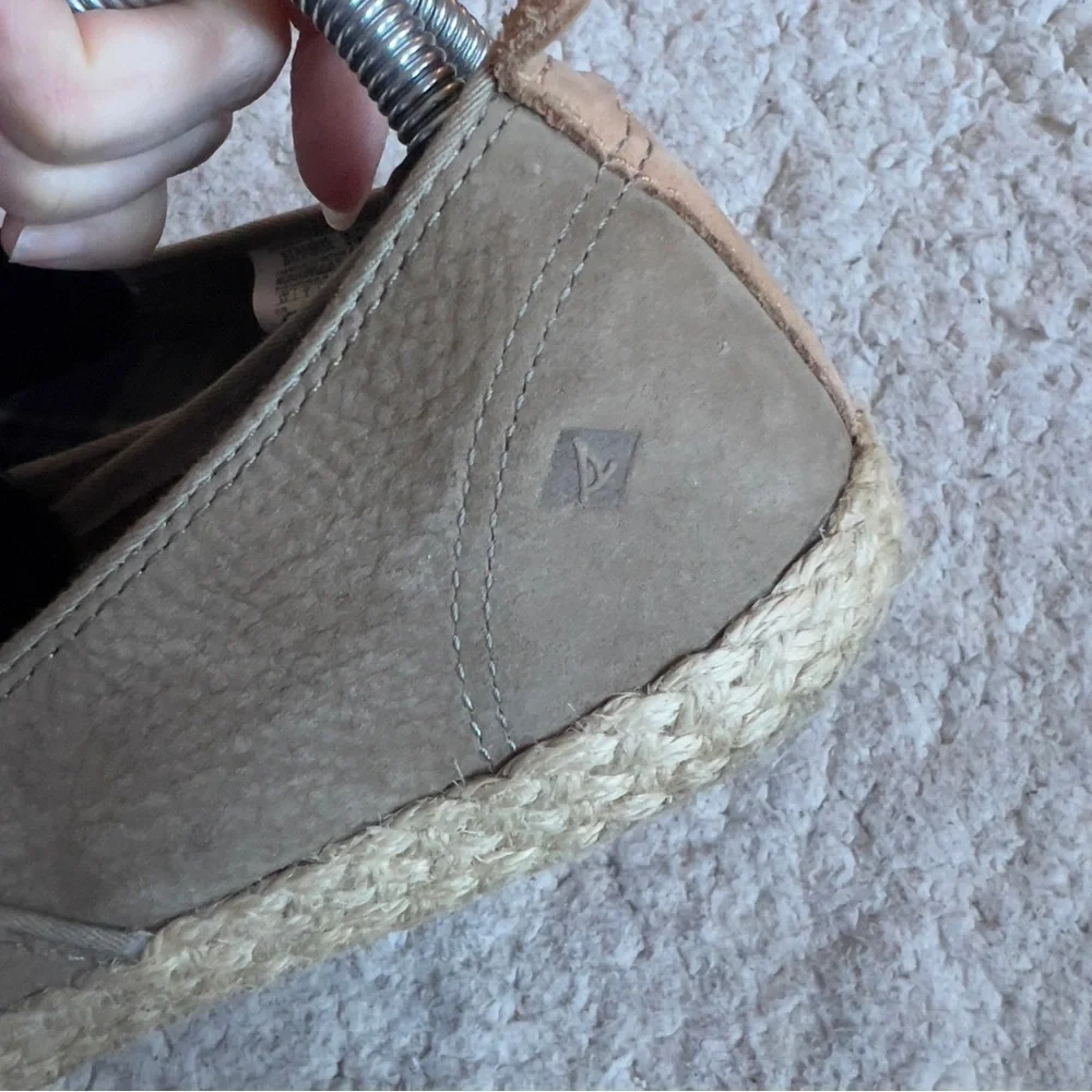 Sperry: Olive Green Suede Slip On Sailor Twin Gore Jute Espadrilles Size 8.5